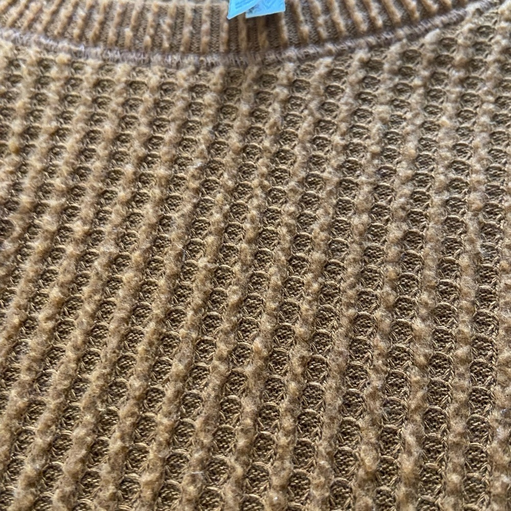Mudd Waffle Knit Long Sleeve Knotted Front Cozy Chestnut Brown Top Size XL - Picture 8 of 12